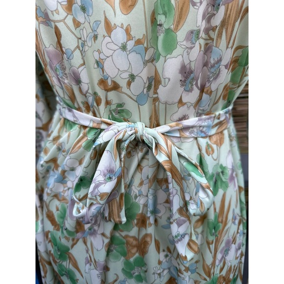 Vintage 70s 80s Floral Midi Dress Pastel Polyester Handmade Garden Party - Picture 6 of 11
